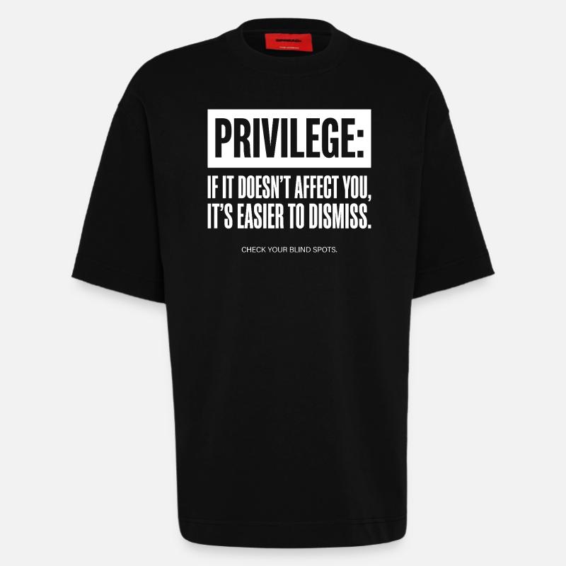 Privilege Zitat Check Your Blind Spots - Heavyweight T-Shirt - made by SPREAD  - SOLID BLACK