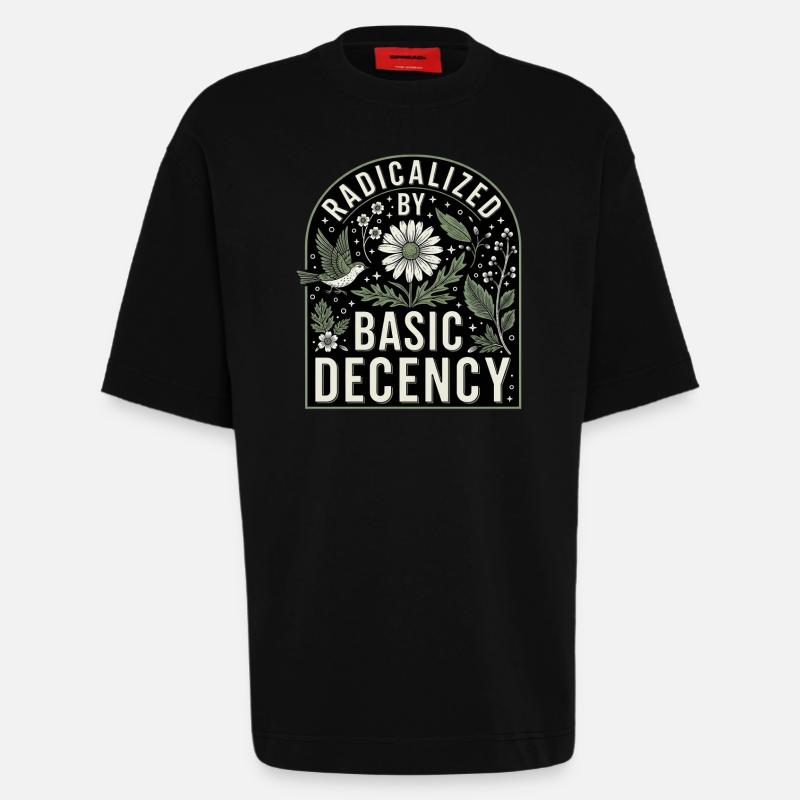 Radicalized By Basic Decency Statement Shirt - Heavyweight T-Shirt - made by SPREAD  - SOLID BLACK