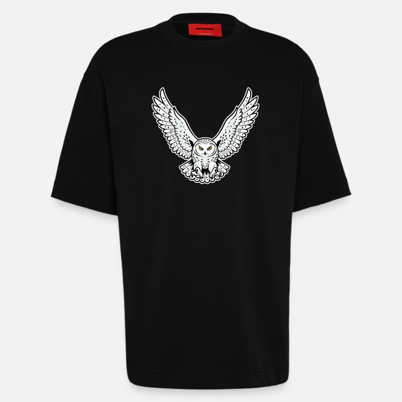 Schneeeule fliegende Angriffseule Haustiereule - Heavyweight T-Shirt - made by SPREAD - SOLID BLACK