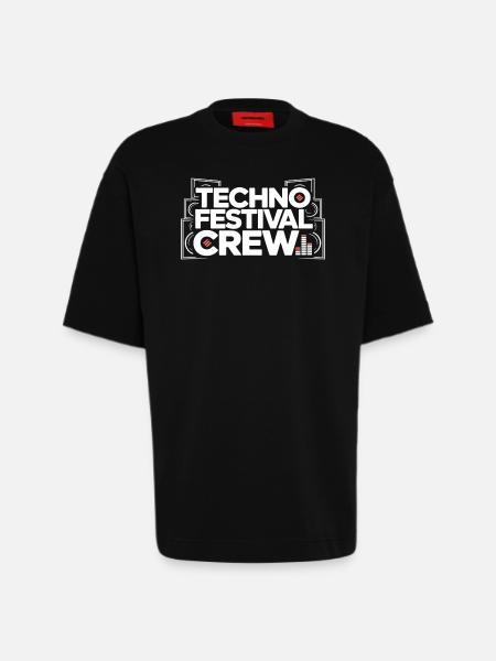 Techno Festival Crew – Techo Party Outfit - Heavyweight T-Shirt - made by SPREAD - SOLID BLACK