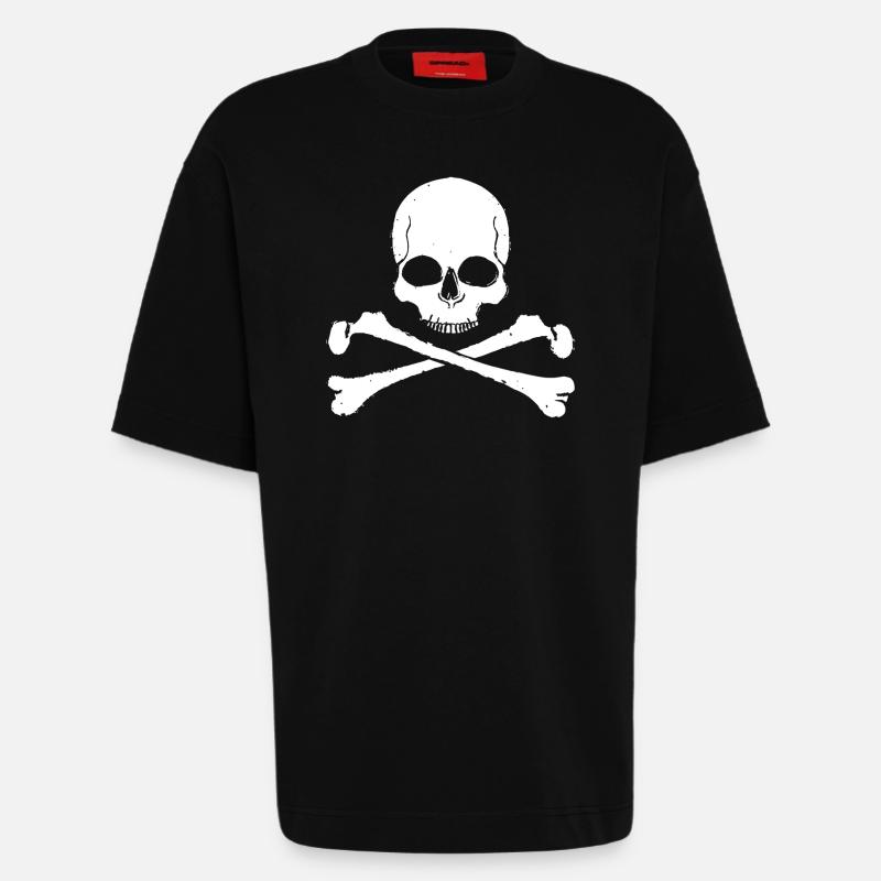 Skull Cross Pattern Skull - Heavyweight T-Shirt - made by SPREAD  - SOLID BLACK