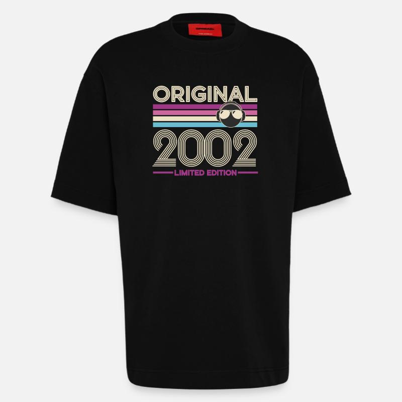 2002 Retro Édition Limitée - T-shirt bio épais oversize fabriqué en UE - SOLID BLACK