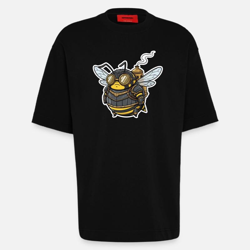 Steampunk Worker Bee Gepanzerte Brille - Heavyweight T-Shirt - made by SPREAD  - SOLID BLACK
