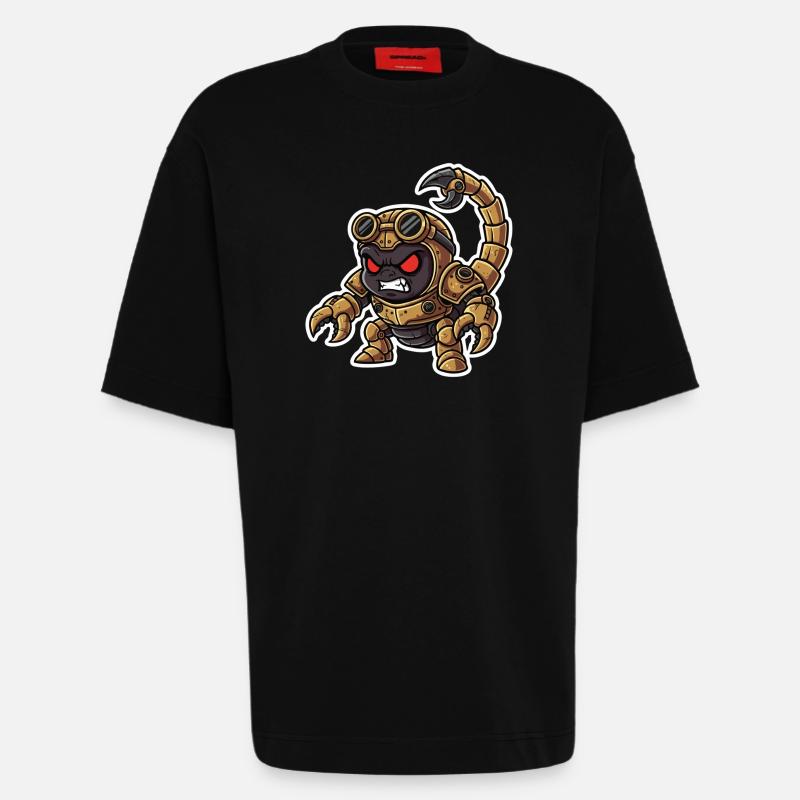 Skorpion Bionic Steampunk Krieger Messingnieten - Heavyweight T-Shirt - made by SPREAD  - SOLID BLACK