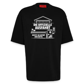 Die Garagen Ausfahrt Kostet Ab Sofort Dein Netto - Heavyweight T-Shirt - made by SPREAD  - SOLID BLACK - Vorne - Fiona (171cm)