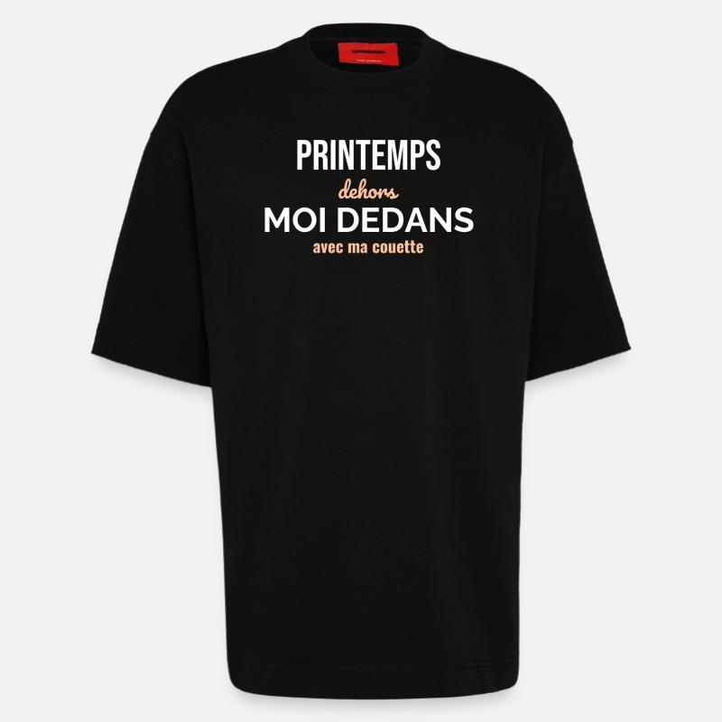 Printemps Dehors Moi Dedans - T-shirt bio épais oversize fabriqué en UE - SOLID BLACK