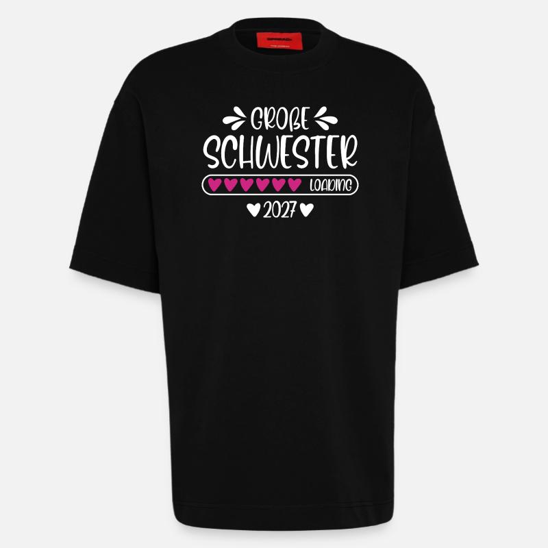 Große Schwester 2027 loading - Heavyweight T-Shirt - made by SPREAD  - SOLID BLACK