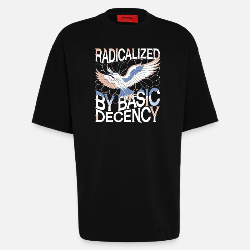 Radicalized by Basic Decency Statement Kunst - Heavyweight T-Shirt - made by SPREAD - SOLID BLACK