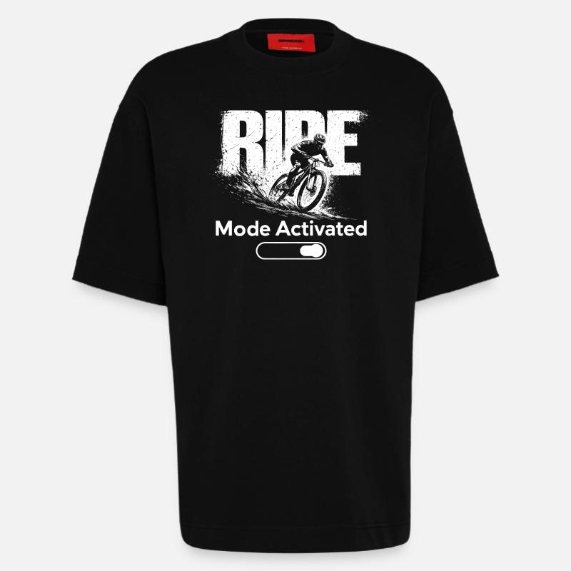 Mode Ride, Chemise Activée VTT VTT - T-shirt bio épais oversize fabriqué en UE - SOLID BLACK