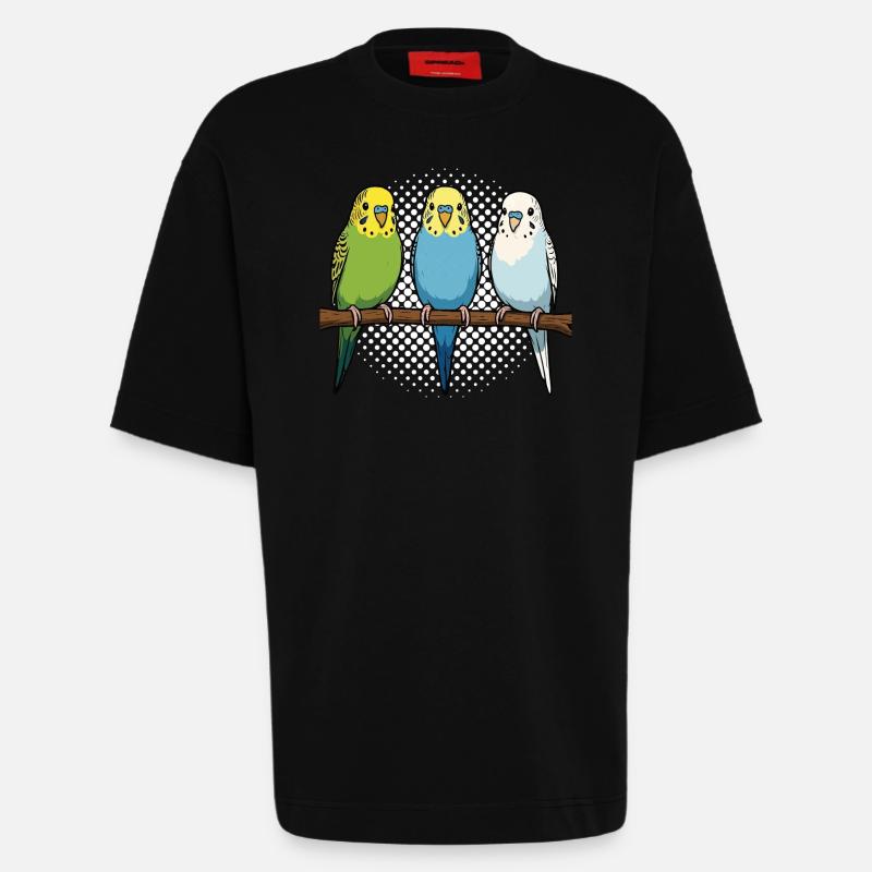 Budgerigars Budgie Owners Budgies - Heavyweight T-Shirt - made by SPREAD  - SOLID BLACK