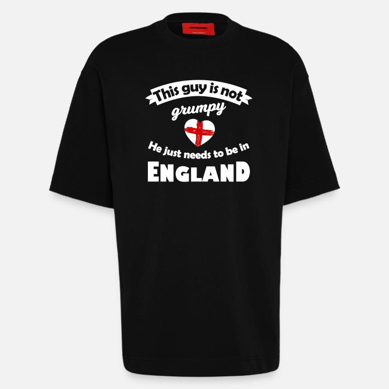Not grumpy: He needs England - Heavyweight T-Shirt - made by SPREAD - SOLID BLACK
