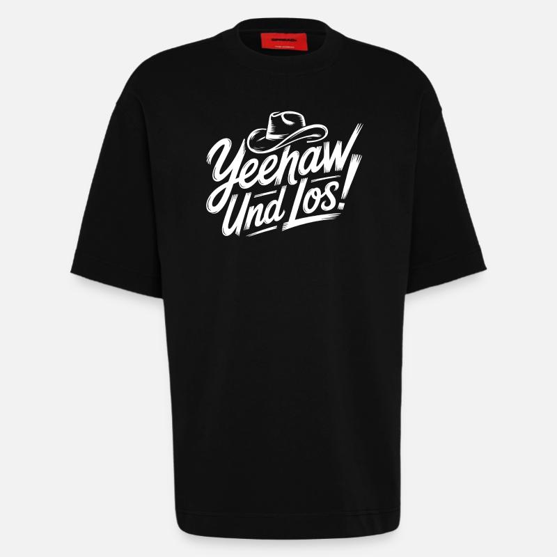 Yeah and Los! Western Script - T-shirt bio épais oversize fabriqué en UE - SOLID BLACK