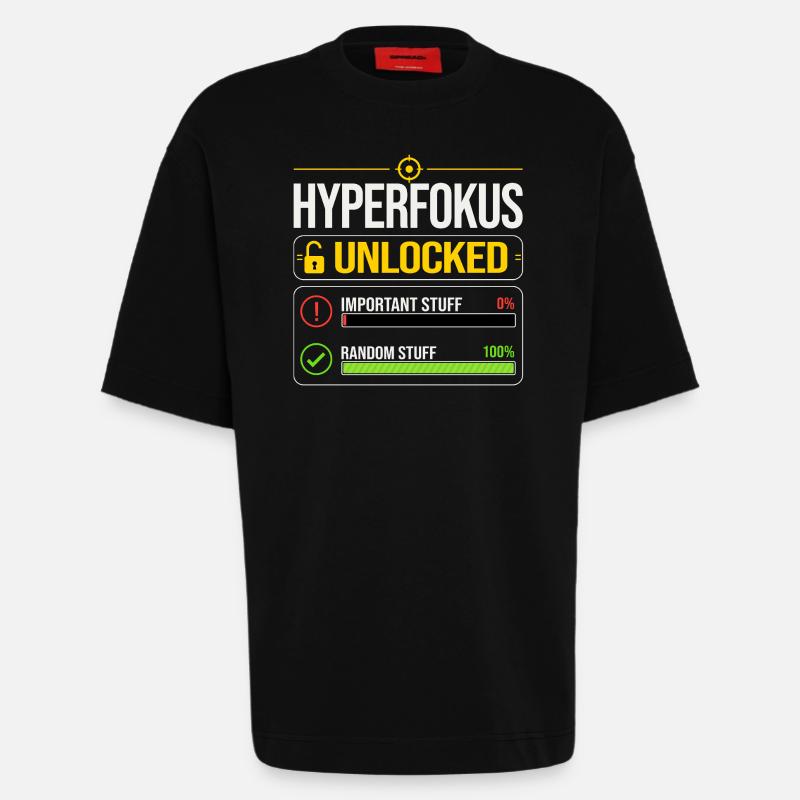 Hyperfocus Unlocked Gaming ADHD - Heavyweight T-Shirt - made by SPREAD  - SOLID BLACK