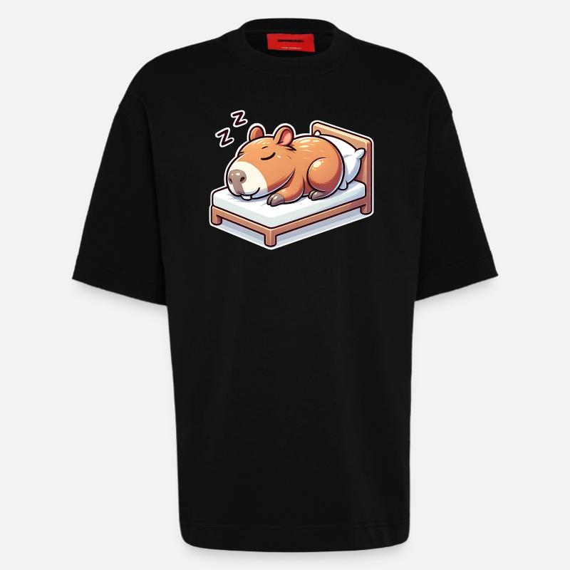 Sleeping Capybara - Heavyweight T-Shirt - made by SPREAD  - SOLID BLACK