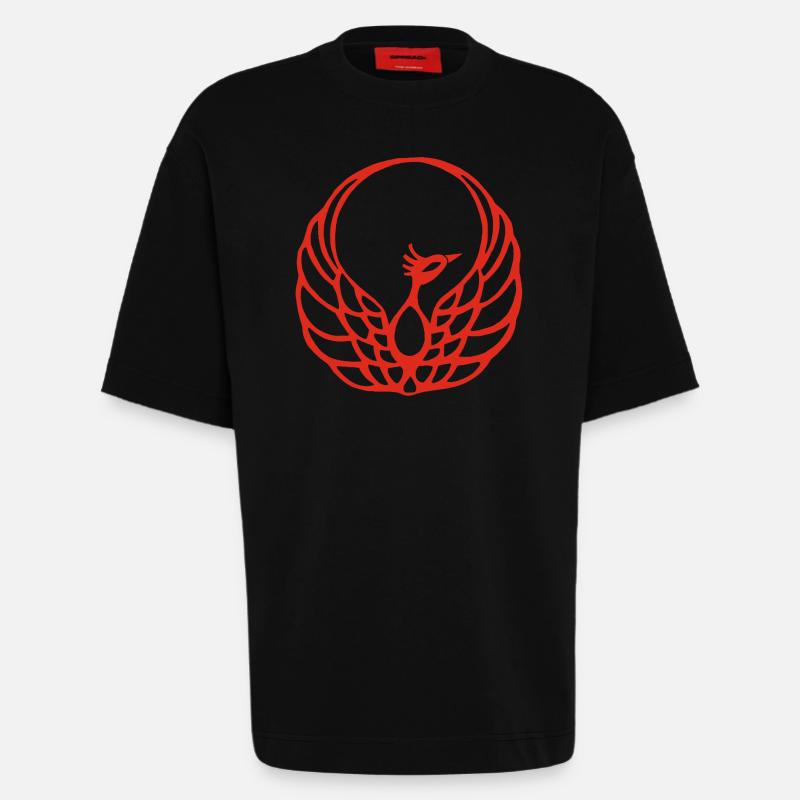 Red Phoenix - Heavyweight T-Shirt - made by SPREAD  - SOLID BLACK