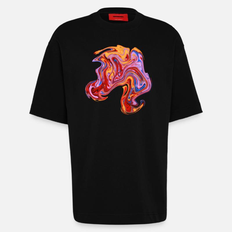 Farbwirbel Neon-Muster - Heavyweight T-Shirt - made by SPREAD  - SOLID BLACK
