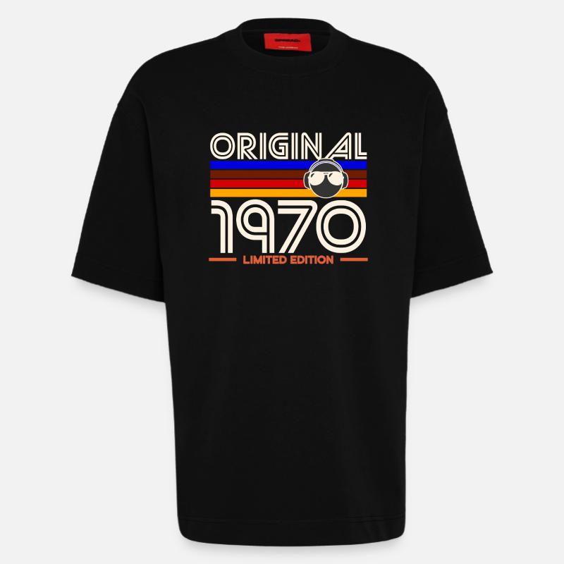 Original 1970 Edition Limité - T-shirt bio épais oversize fabriqué en UE - SOLID BLACK