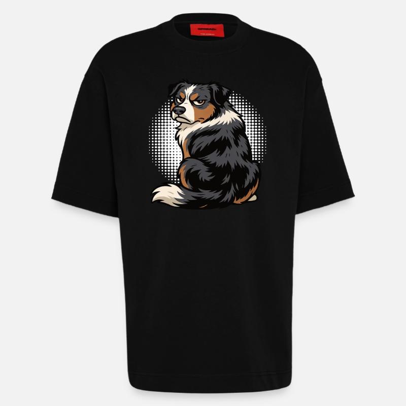Australian Shepherd Aussie Aussiebesitzer Aussies - Heavyweight T-Shirt - made by SPREAD  - SOLID BLACK