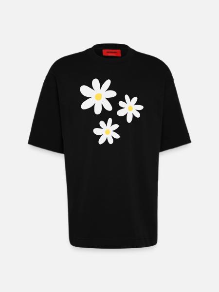 White flowers in timeless elegance - Heavyweight T-Shirt - made by SPREAD  - SOLID BLACK