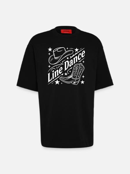 Line Dance Cowboy Flair - Heavyweight T-Shirt - made by SPREAD - SOLID BLACK