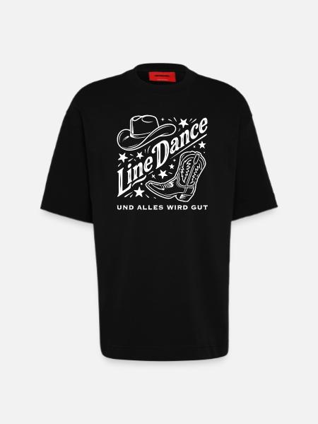 Line Dance Cowboy Flair - Heavyweight T-Shirt - made by SPREAD - SOLID BLACK