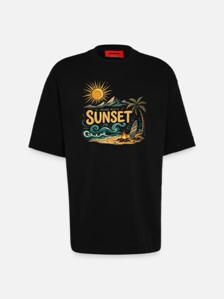 Sunset on the beach surf - Heavyweight T-Shirt - made by SPREAD - SOLID BLACK