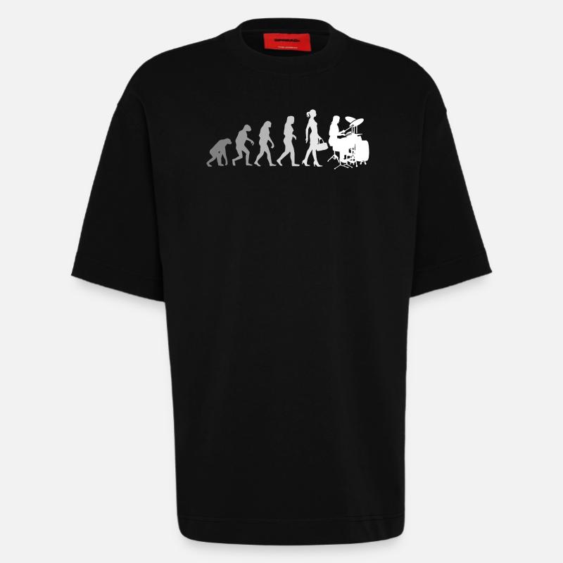 Evolution Schlagzeugerin Percussion Drummer - Heavyweight T-Shirt - made by SPREAD  - SOLID BLACK