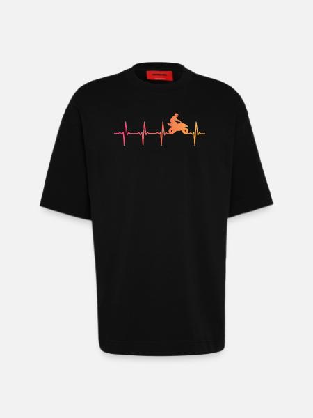 Quad Sunset Heartbeat ATV Quad Rider - Heavyweight T-Shirt - made by SPREAD - SOLID BLACK