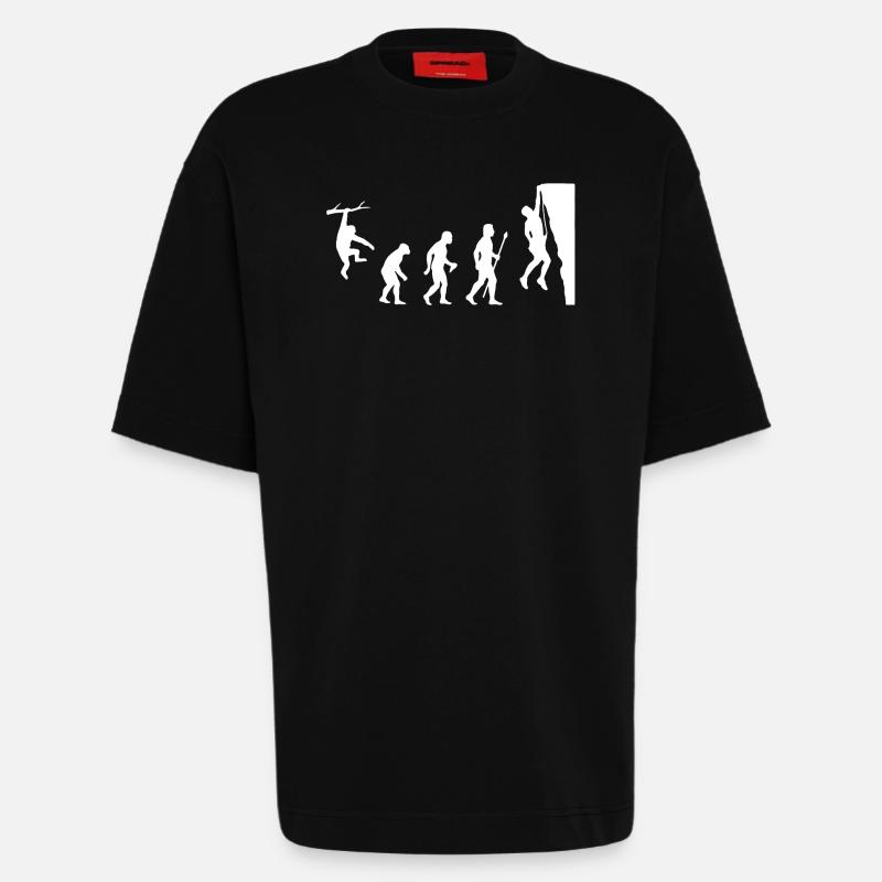 Klettern Evolution Shirt - Heavyweight T-Shirt - made by SPREAD  - SOLID BLACK