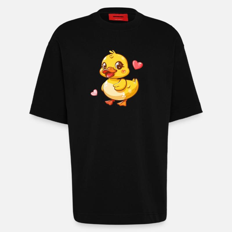 Süßes Entchen Mit Herzchen - Heavyweight T-Shirt - made by SPREAD  - SOLID BLACK