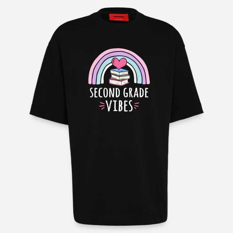 Second Grade Vibes - Heavyweight T-Shirt - made by SPREAD  - SOLID BLACK