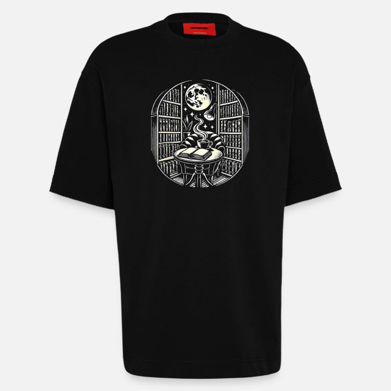 Mitternachtskaffee Bücher Tattoo Kunst - Heavyweight T-Shirt - made by SPREAD  - SOLID BLACK
