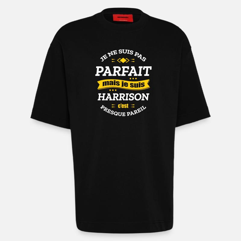 HARRISON PARFAIT - PRENOM HARRISON - T-shirt bio épais oversize fabriqué en UE - SOLID BLACK