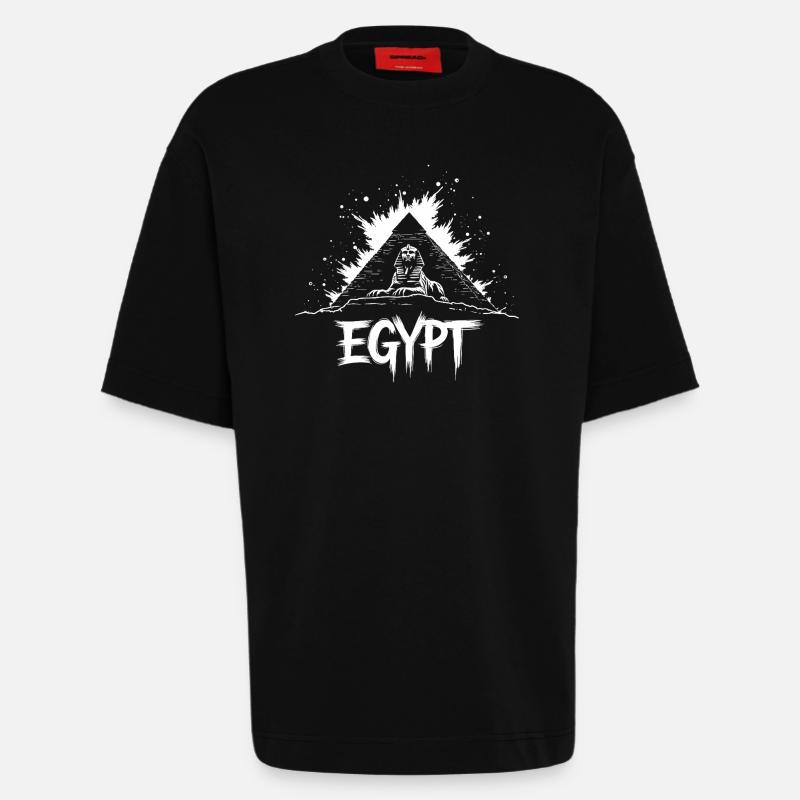 Pyramide du Sphinx d’Égypte - T-shirt bio épais oversize fabriqué en UE - SOLID BLACK