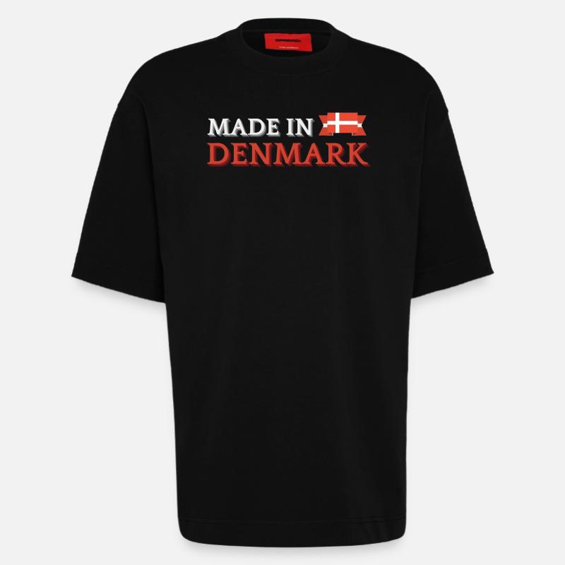 Made in Denmark, Danish pride - Heavyweight T-Shirt - made by SPREAD  - SOLID BLACK
