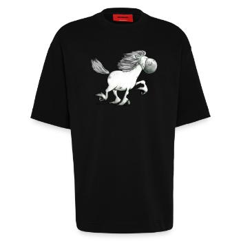 Drolliger Isländer - Islandpferd - Isi - Heavyweight T-Shirt - made by SPREAD  - SOLID BLACK - Vorne - Fiona (171cm)