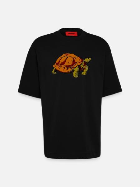 turtle - Heavyweight T-Shirt - made by SPREAD  - SOLID BLACK