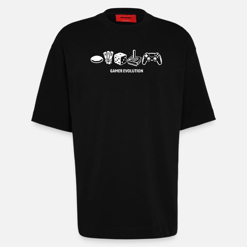 Controller Evolution | Gamers - Heavyweight T-Shirt - made by SPREAD  - SOLID BLACK
