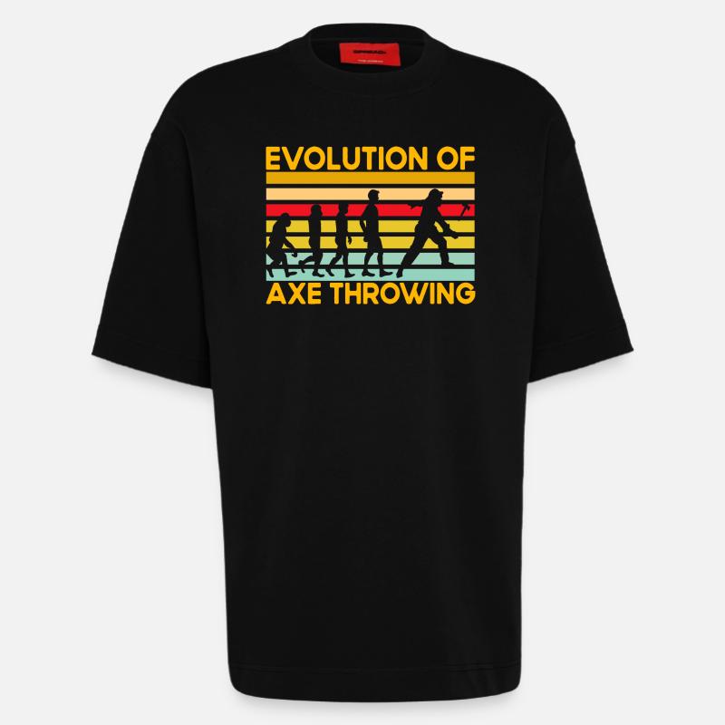 Évolution du lancer de hache - T-shirt bio épais oversize fabriqué en UE - SOLID BLACK