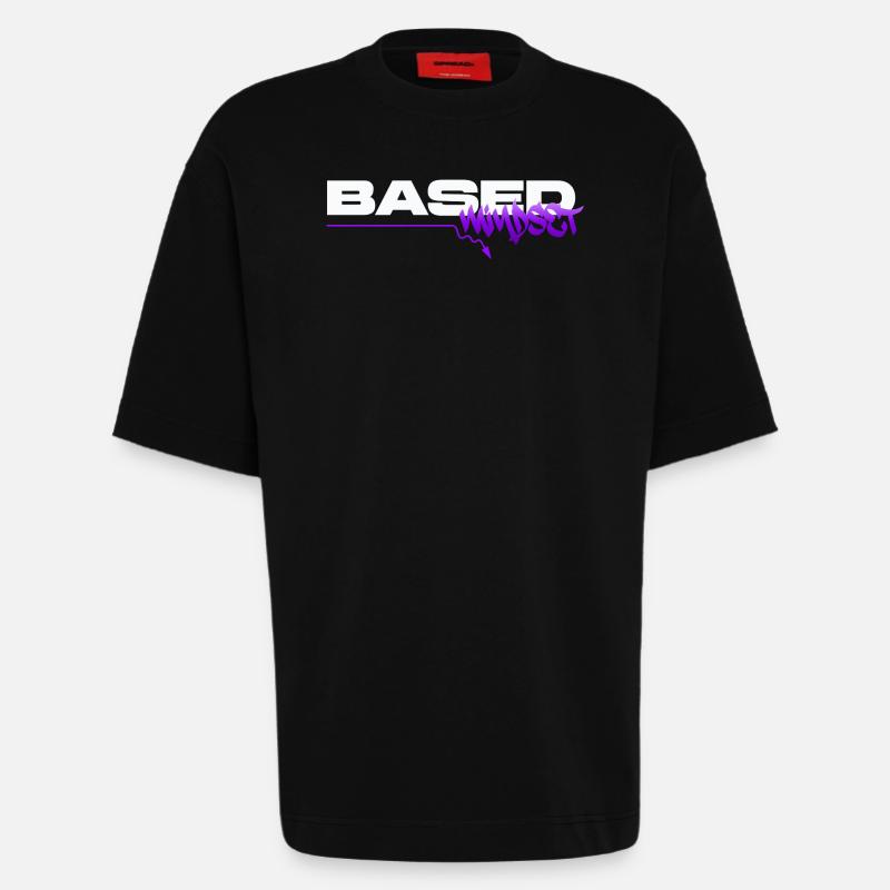 Based Mindset – Streetwear Graffiti Mentality - Heavyweight T-Shirt - made by SPREAD  - SOLID BLACK