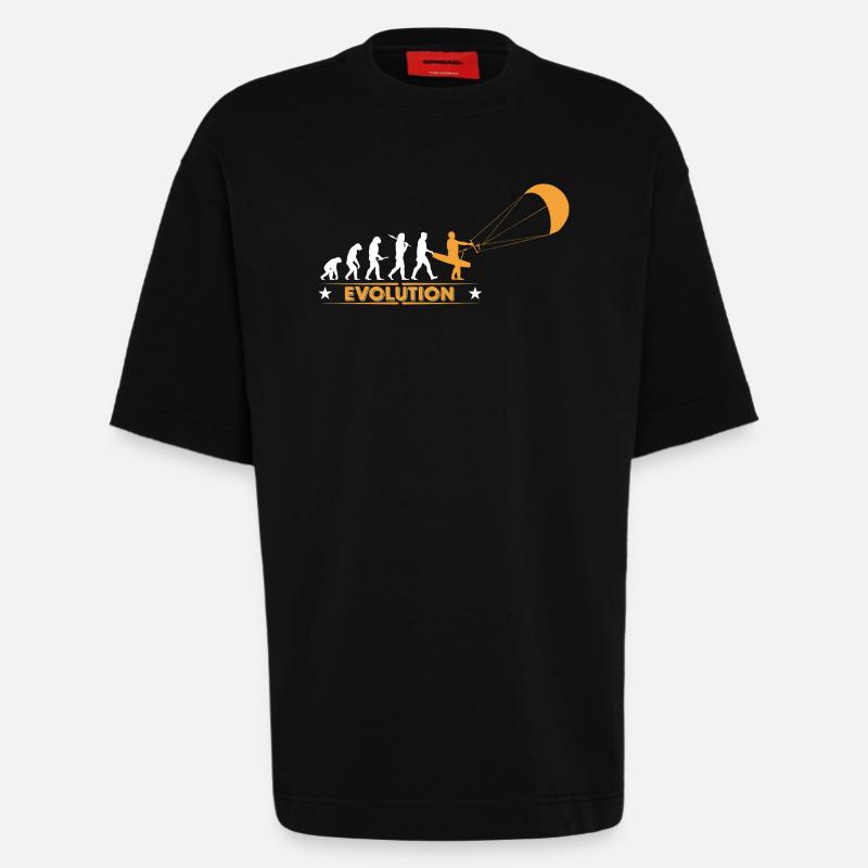 Kitesurf - evolution - T-shirt bio épais oversize fabriqué en UE - SOLID BLACK
