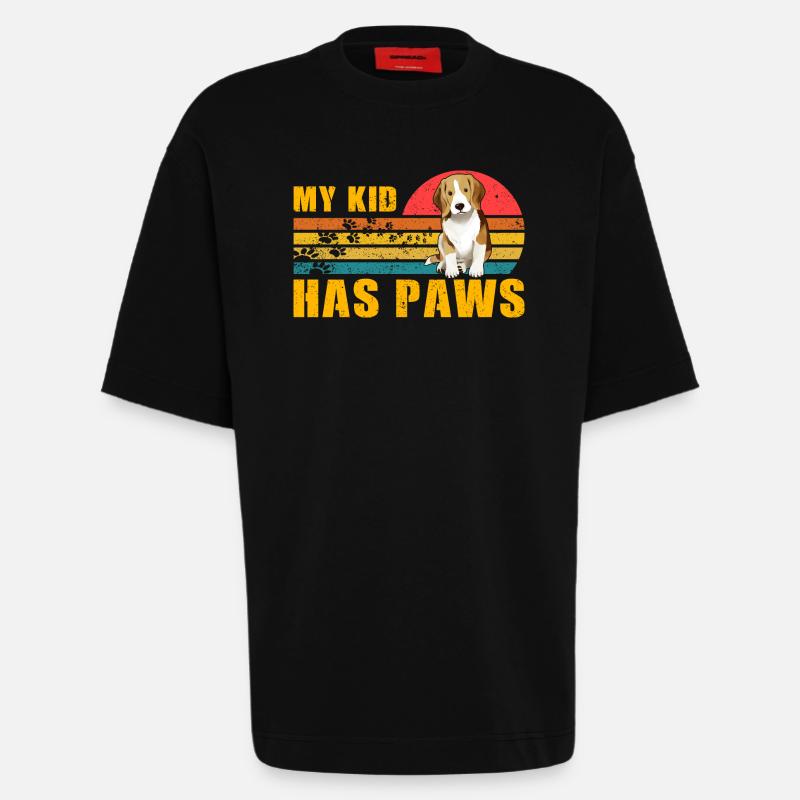 My Kid has paws Beagle - Heavyweight T-Shirt - made by SPREAD - SOLID BLACK