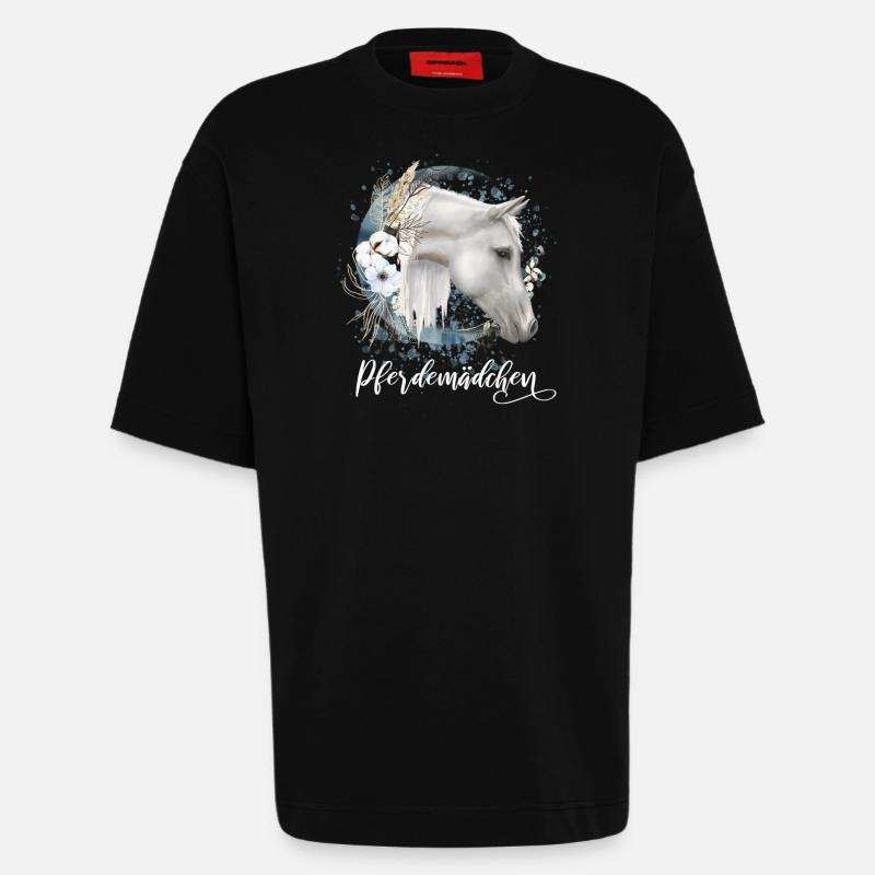 Pferdemädchen Pferde Geschenk Mädchen - Heavyweight T-Shirt - made by SPREAD  - SOLID BLACK
