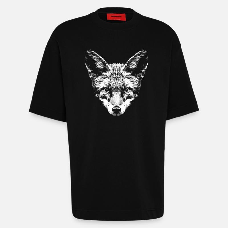 Fuchs / Fox / Kopf / Rotfuchs - Heavyweight T-Shirt - made by SPREAD  - SOLID BLACK
