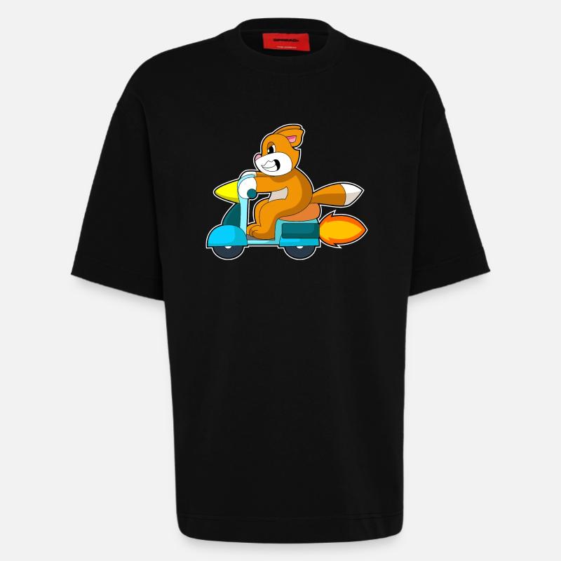Katze Motorroller - Heavyweight T-Shirt - made by SPREAD - SOLID BLACK