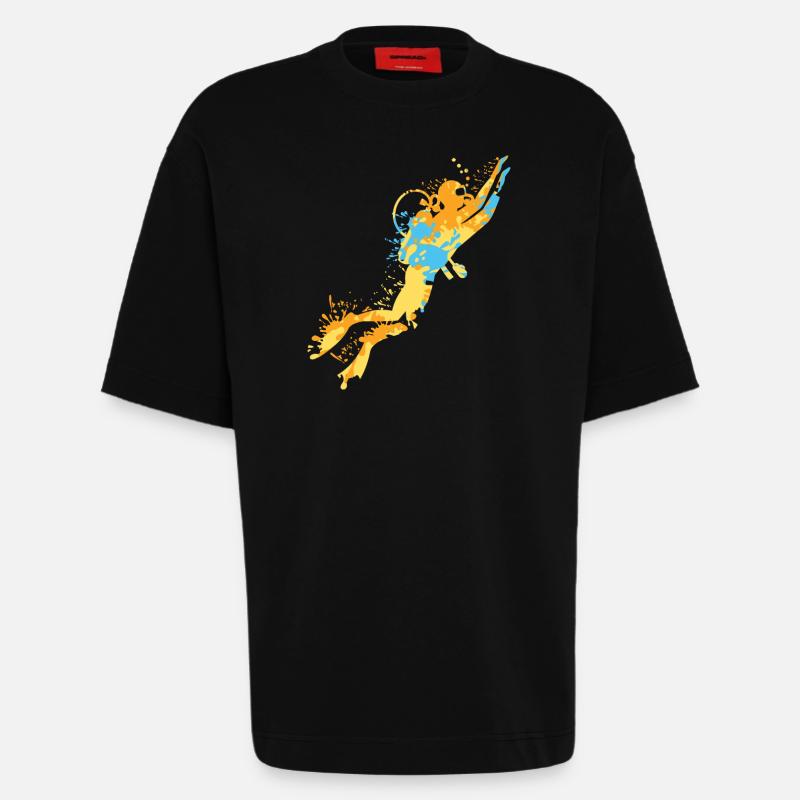 Taucher Dive Splash - Heavyweight T-Shirt - made by SPREAD - SOLID BLACK
