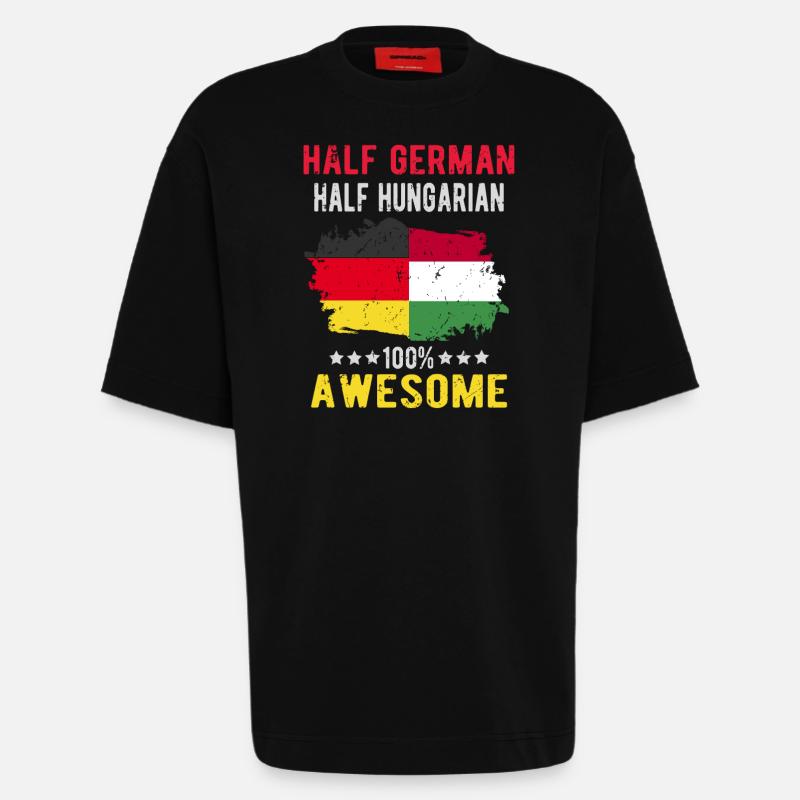 Half German Half Hungarian - Heavyweight T-Shirt - made by SPREAD - SOLID BLACK