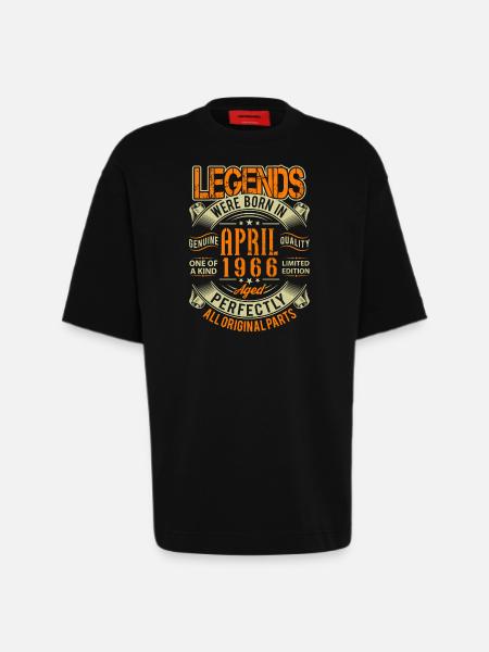 1966 April Birthday Legend - Heavyweight T-Shirt - made by SPREAD  - SOLID BLACK
