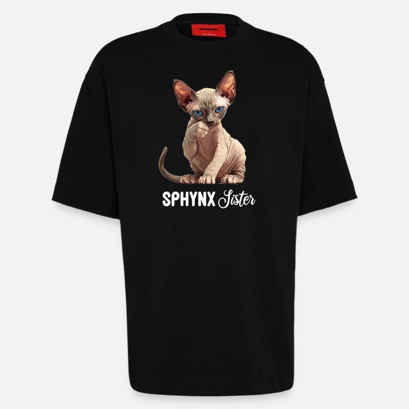Sphynx Chaton Sphynx Chat - T-shirt bio épais oversize fabriqué en UE - SOLID BLACK