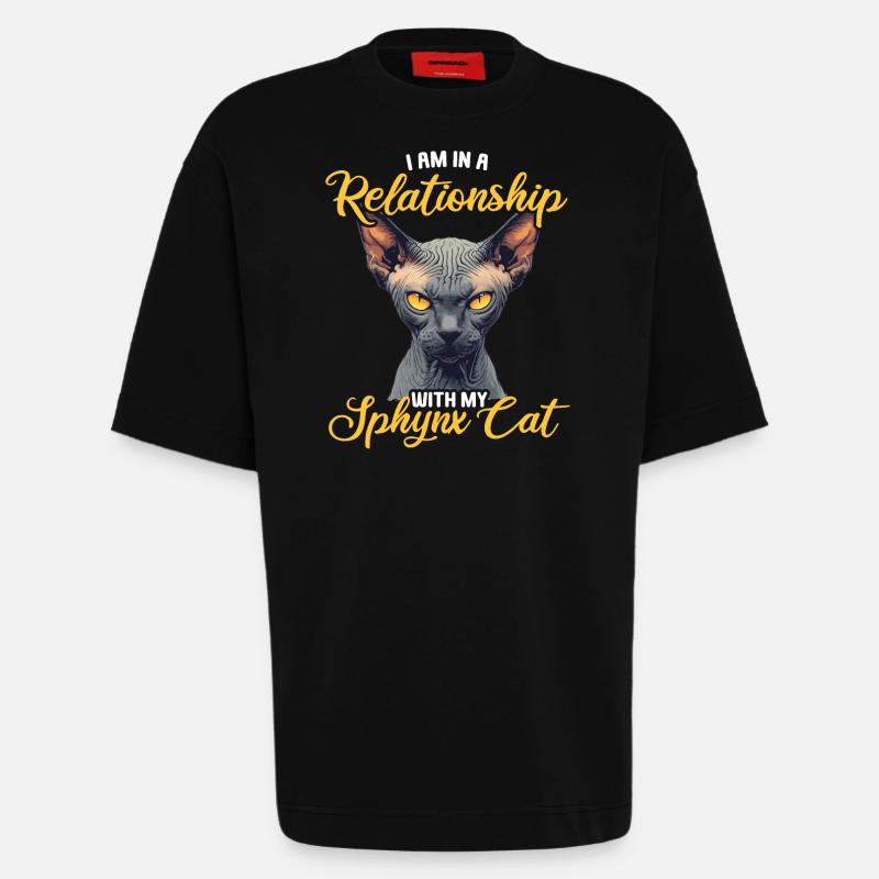Chaton Sphynx Chat Sphynx - T-shirt bio épais oversize fabriqué en UE - SOLID BLACK